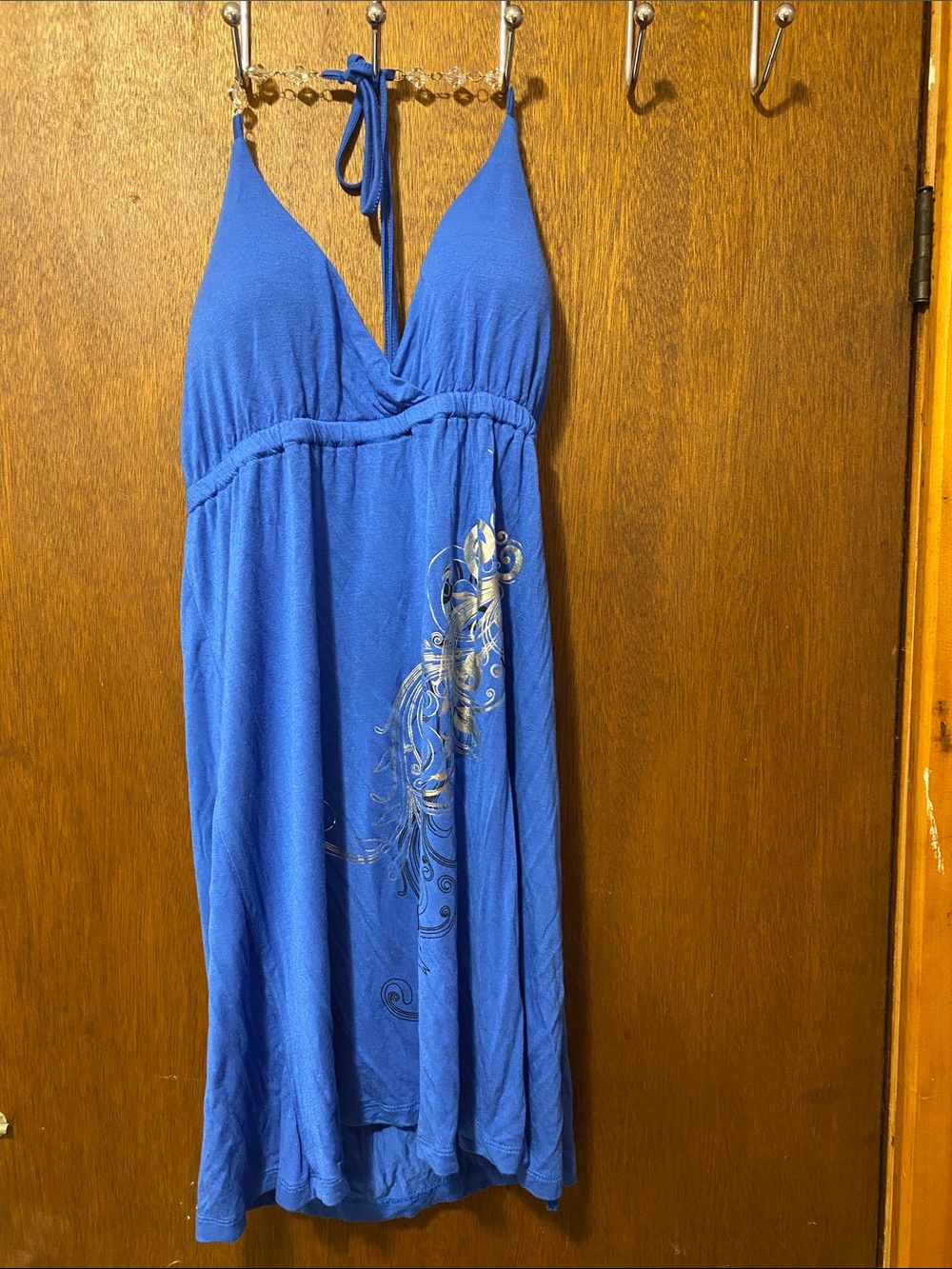 VTG GUILTY blue Y2K beaded halter dress